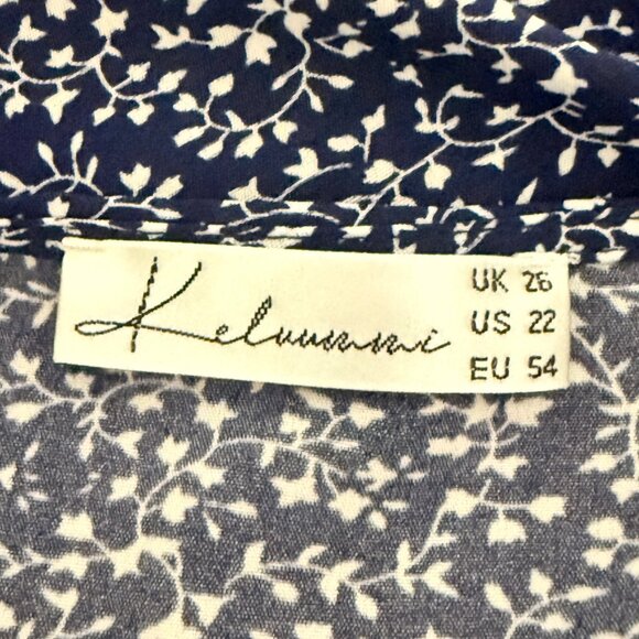 Keluummi Dress Womens Plus 22 Navy Floral V-Neck Midi Tiered - Picture 6 of 7